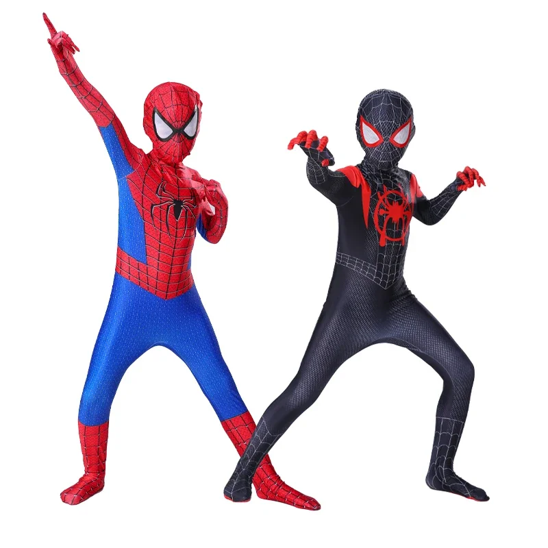 SN55Boys Ragazze Spiderman Costume Tuta da supereroe Miles Morales Spider-Man Cosplay Zentai Body Stile 3D Halloween Outf $ @ 1w