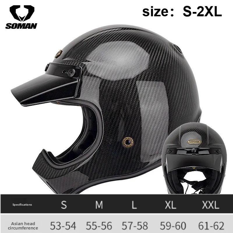 

New SOMAN Motorcycle Helmet Carbon Fiber Glass Reinforced DOT Full Face Off Road Helmet Color Lens 범블비헬맷