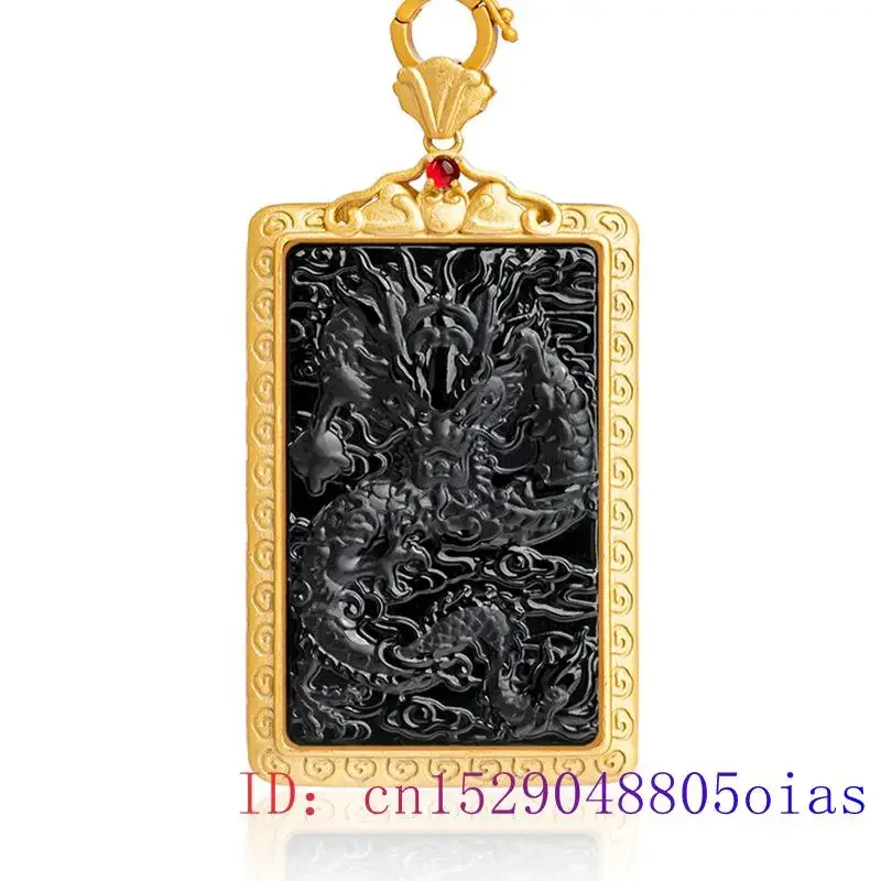 Burmese Jade Dragon Pendant Gemstone Real 925 Silver Necklace Natural Amulet Charms Black Jadeite Accessories Charm Amulets