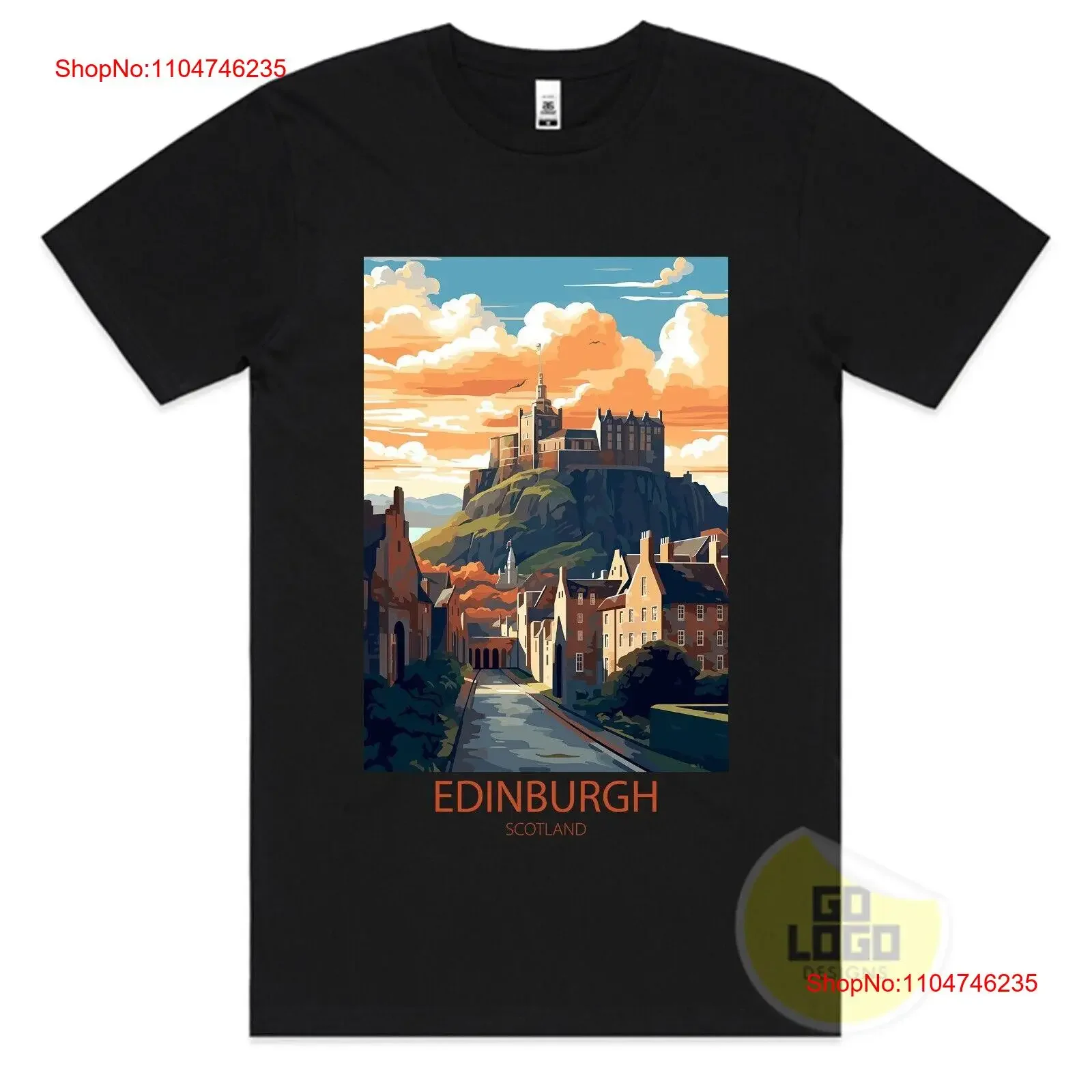 Travel T Shirt EDINBURGH SCOTLAND Wall Art Print Poster Souvenir City  vintage Washed Comfortable Versatile graphic Soft