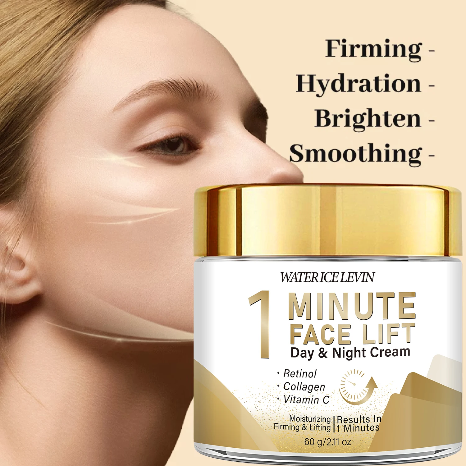Minute Face Lift Day Night Cream Retinol Collagen Vitamin C. Moisturizing, Firming, Lifting. Results 1 Minute. 60g.