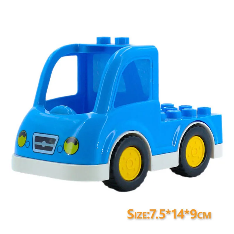 Trailer Auto Motor Boot Grote bouwstenen Collocatie Voertuigaccessoire Kid DIY Speelgoed Compatibel met Duploed Set Gift