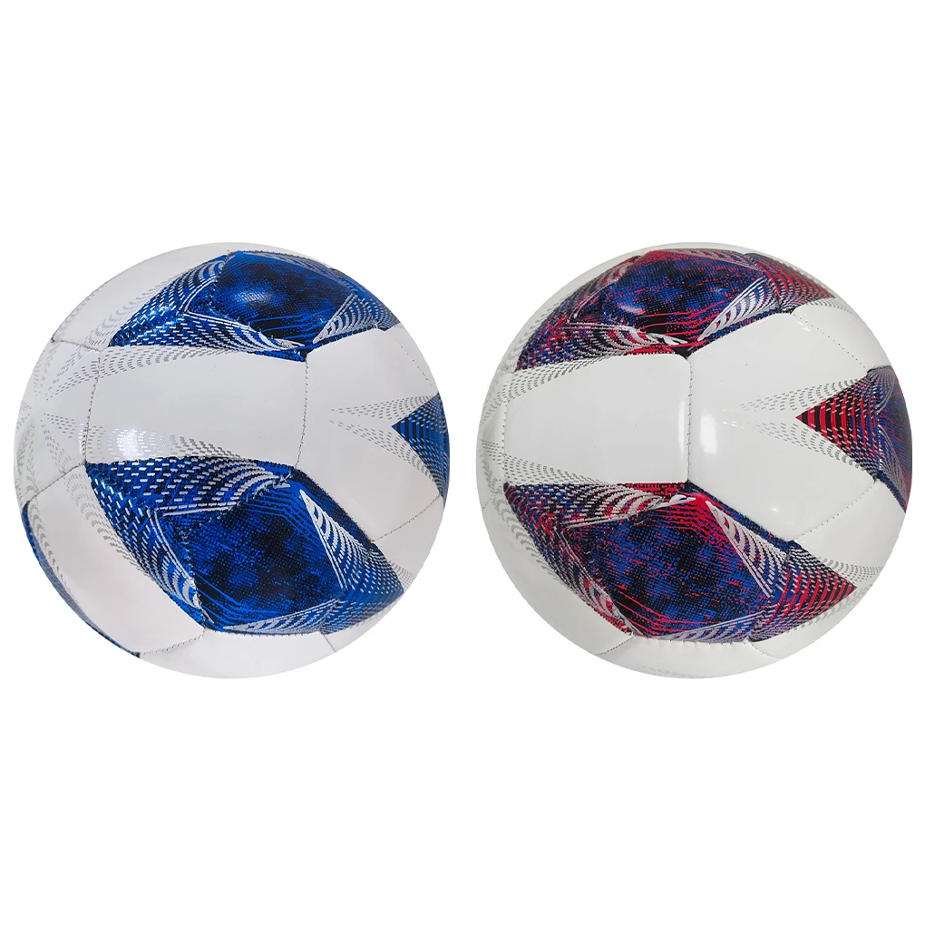 

Soft PVC Cover Size 5 Soccer Ball For Smooth Handling Rubber Bladder Gives Exceptional Air Retention White blue