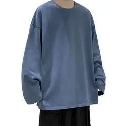 男性と女性のための無地の長袖Tシャツ,韓国のファッション,綿の服,大きいサイズ,3xl,秋