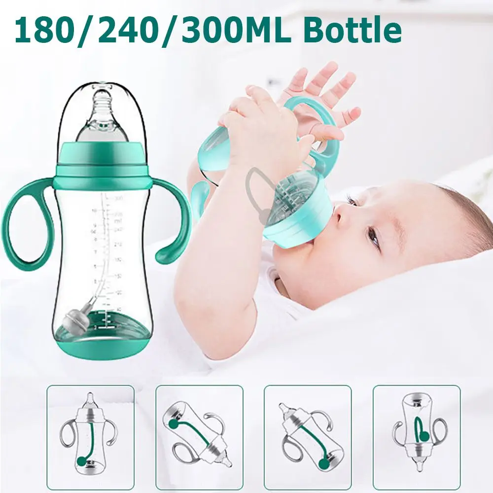 

180/240/300ml Newborn Feeder Wide-Caliber Baby Feeding SIlicone Baby Bottle with Grip Milk Bottles Nipple Bottle Nursing Care