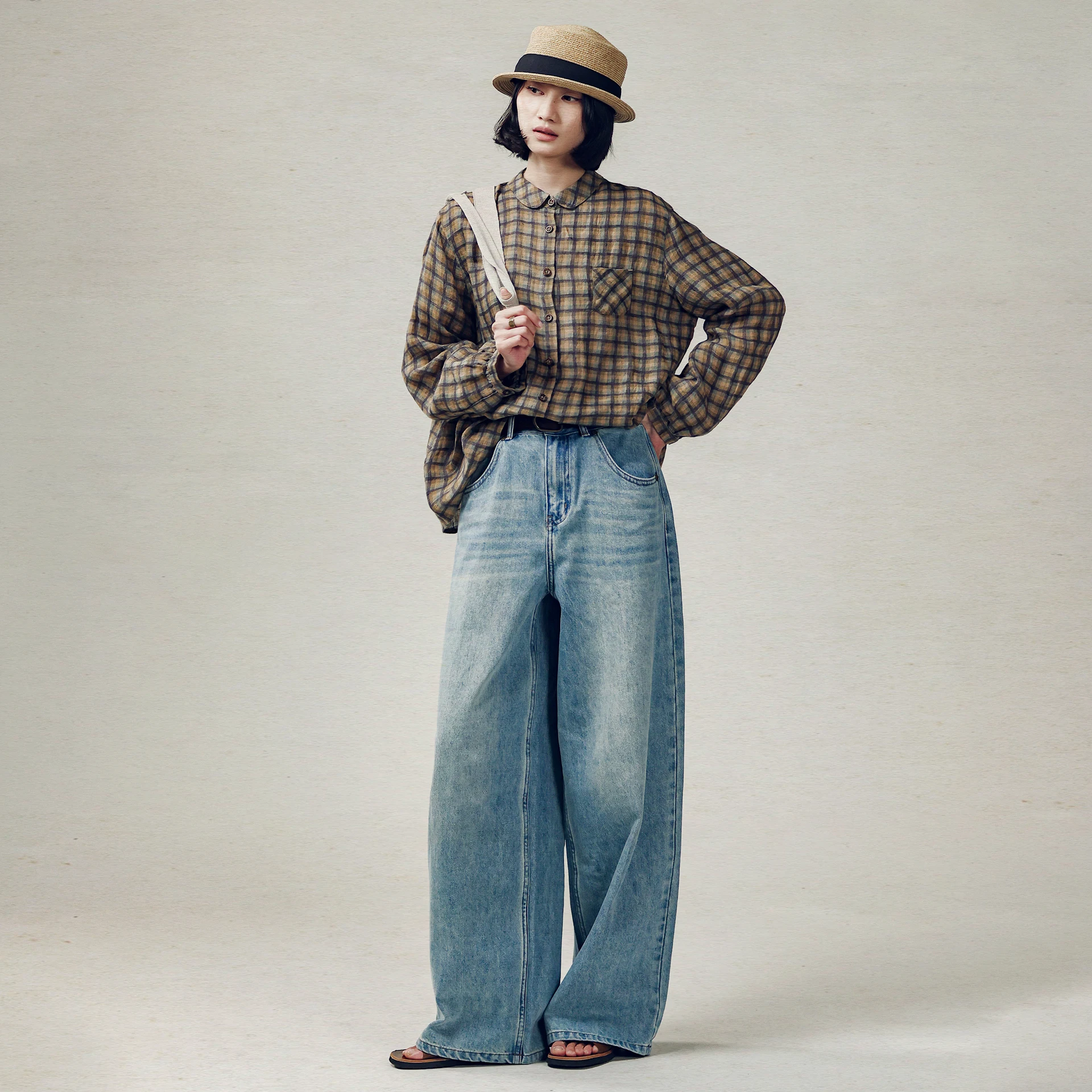 

Artistic Washed Linen Shirt Women's Spring Fashion Casual Straight Leg Long Sleeve Breathable Comfortable Flax Fabric Blouse