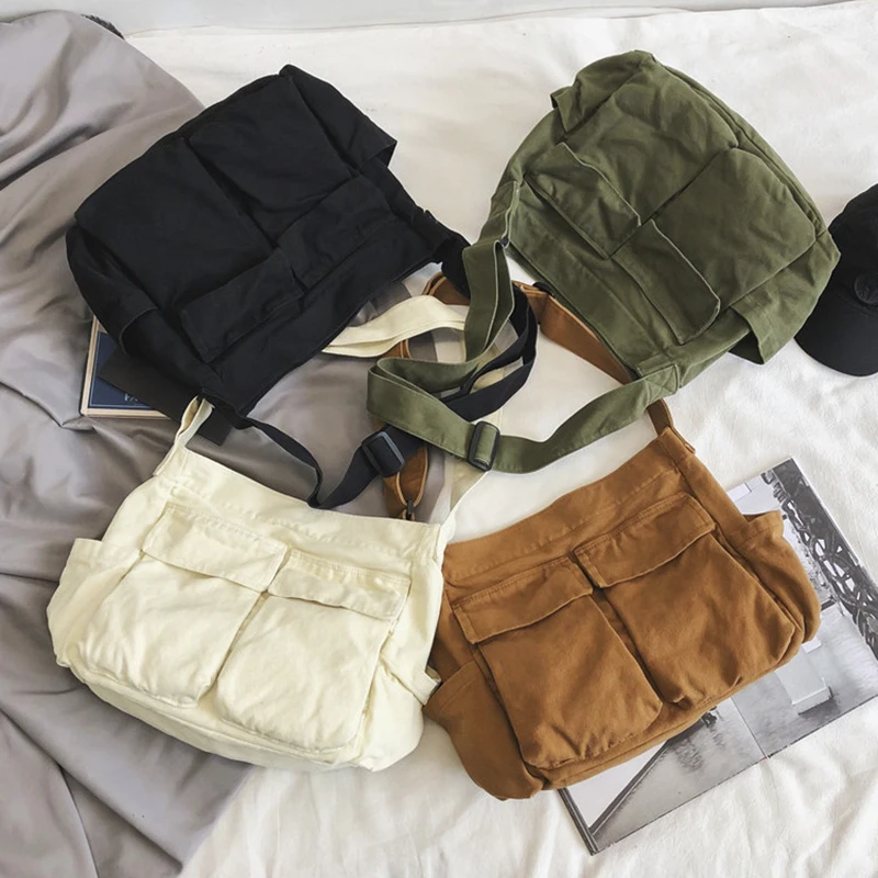 Women Vintage Handbag Canvas Teenager Shoulder Tote Bags Messenger Bags Ladies Casual Handbag Crossbody Purse image 6