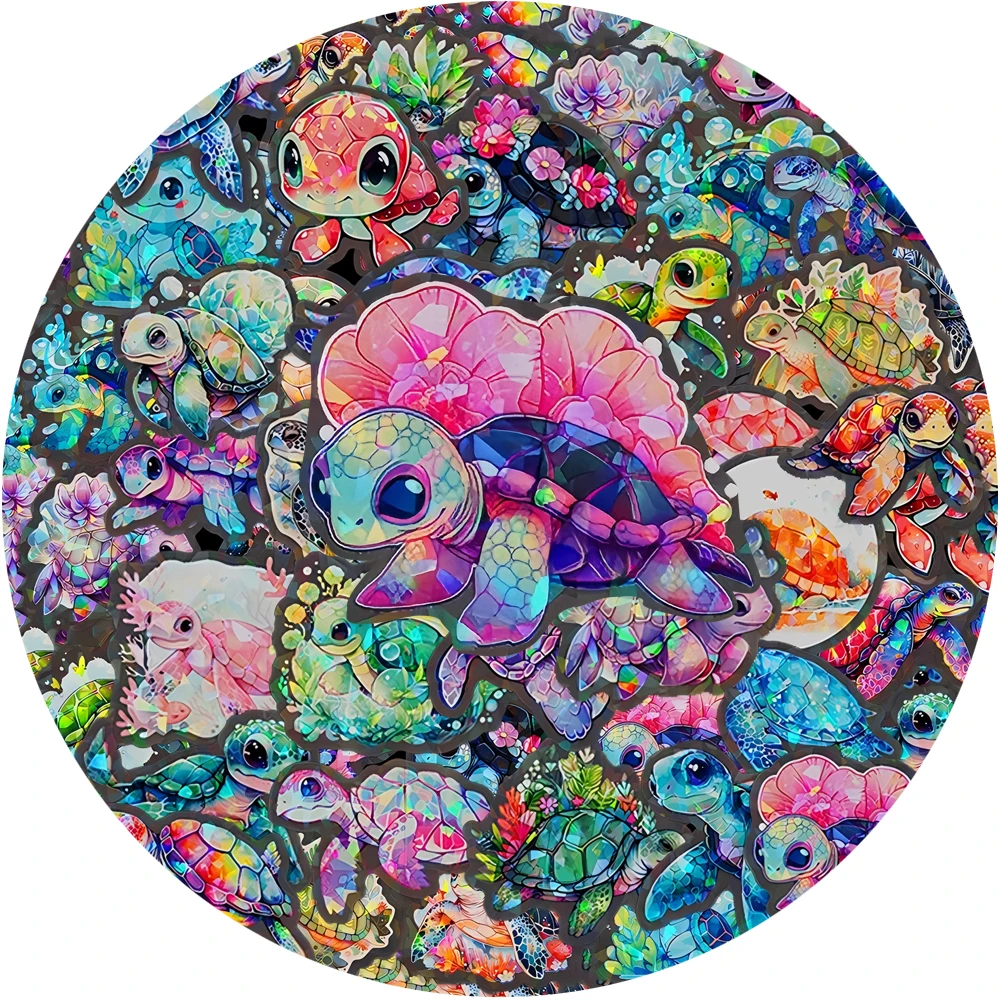 

10/30/50pcs Transparent Laser Sea Turtle Stickers Cute Cartoon Decals for Notebook Skateboard Phone Funny Sticker Kids Toy Gifts