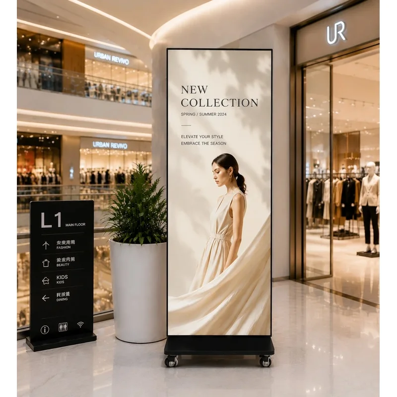 custom.Indoor P1.86 High-definition billboard folding poster with a mirrored LED Display Screen WIFI Mobile digital signa