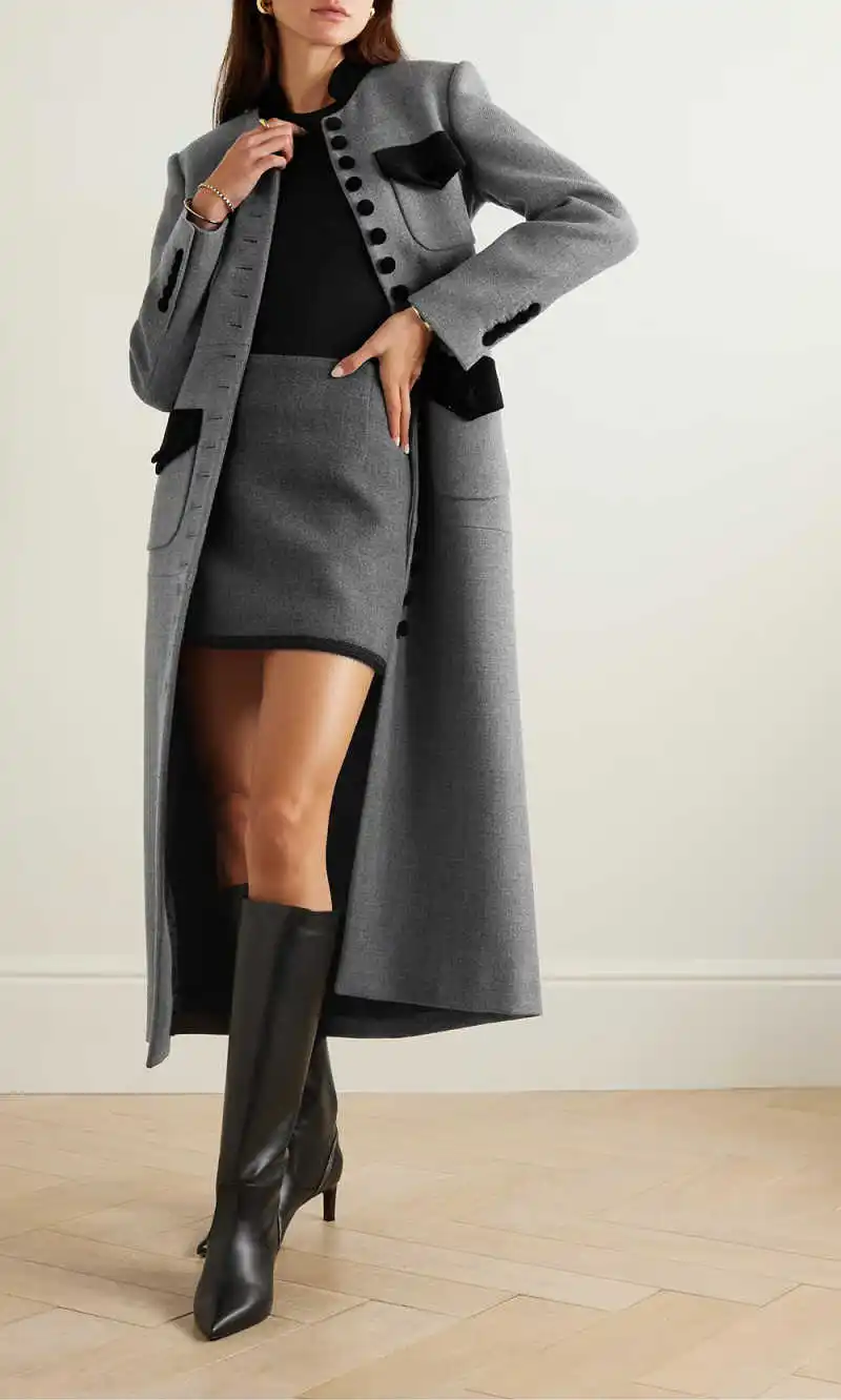 Mode femmes Long pardessus 1 pièce simple boutonnage manteau haute rue automne hiver vêtements d'extérieur chauds personnalisés