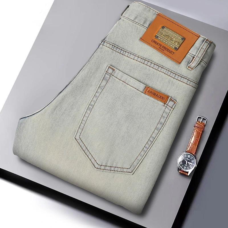 

New Men's Jeans Casual Versatile Spring Summer New Style Low Waist Drawstring Elastic Non-Shrinkage plus Size Brand