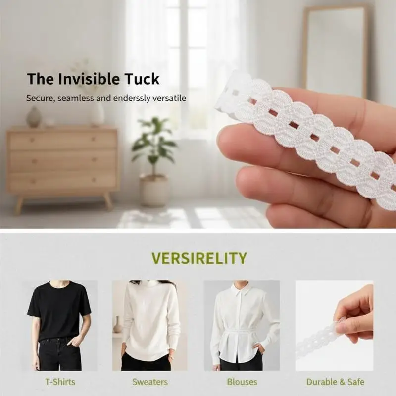 Garment Length Shortener Waistband Kit 4Pcs Lace Trim 1 Strap 3 Buttons Perfect for Shorten Skirts Jeans Dresses DIY Home Use
