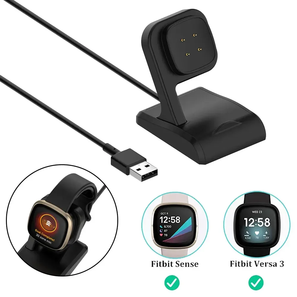 Charging Cable Dock For Fitbit Versa 3 4 Smart Watch USB Charging Data Cradle For Versa Sense 2 Portable Chargers