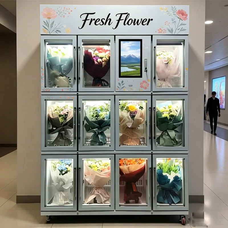 Flower Vending Machine Fresh Bouquet Retail Locker Refrigerated Floral Display Automatic Dispenser Customized