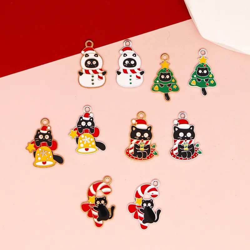 20 pcs/lot Christmas Tree Pendant Snowman Crutch Pendant Making Accessories Charms Earrings Necklace Handmade DIY Jewelry