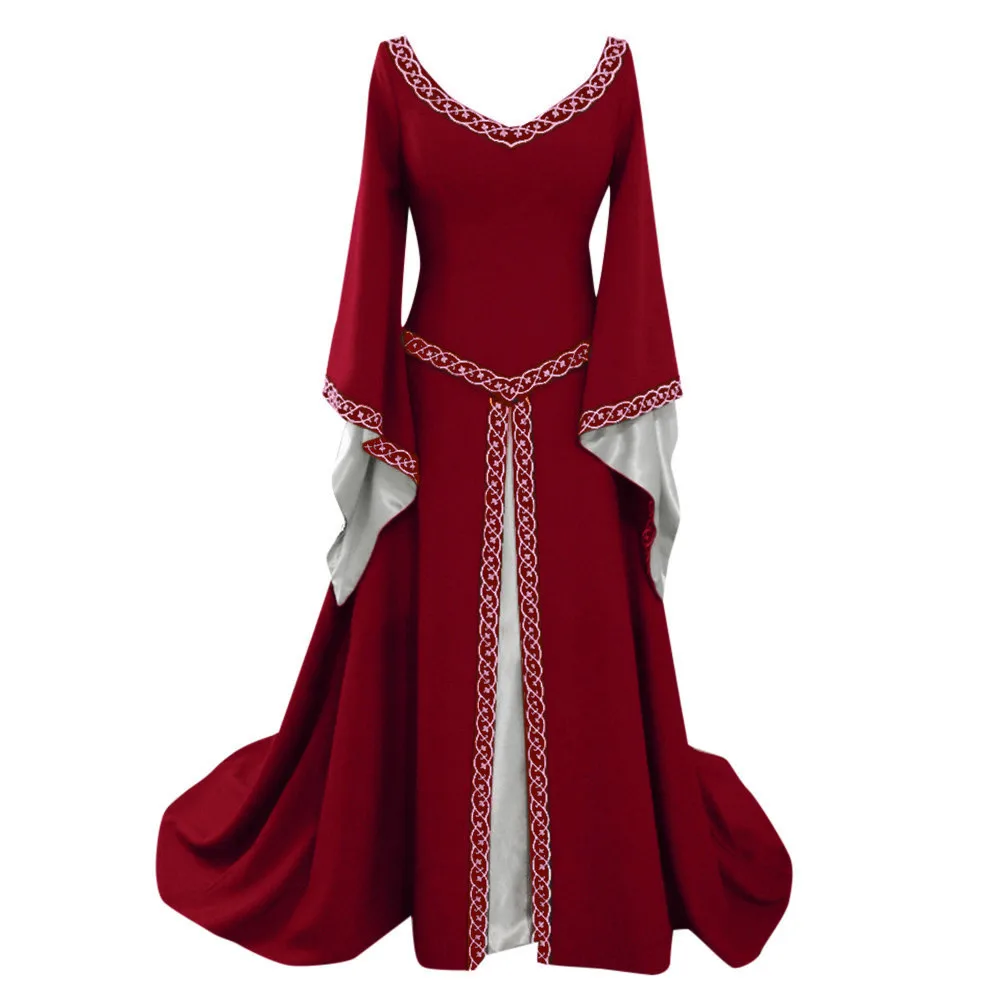 Robe de Princesse de Palais Médiéval pour Femme, Tenue de Cosplay Traditionnelle Rétro, Costumes Mi-Modernes, Longue, ixEuropéenne