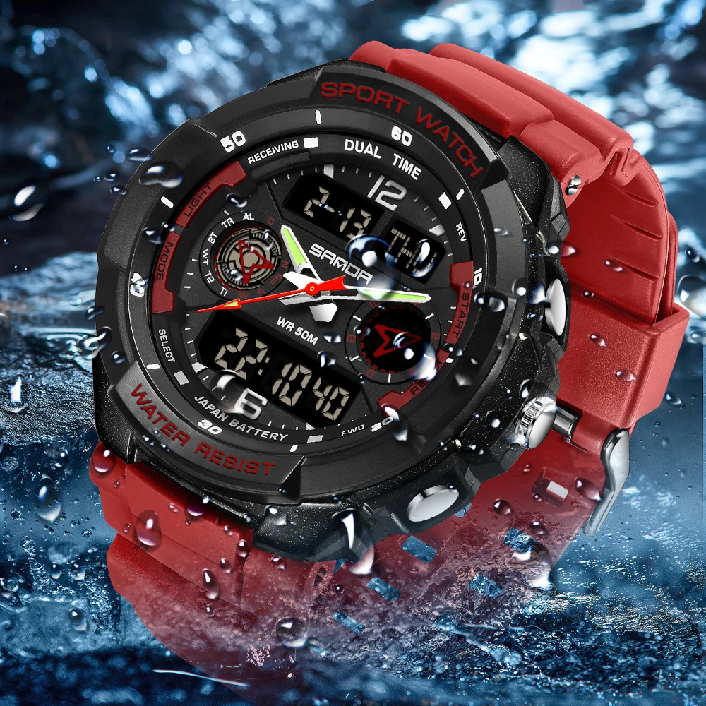 Fashion Brand Men Watches Waterproof ,Quartz Sports Watch For Man,Top Brand Luxury Mens Analog Dual display Military Wristwatch