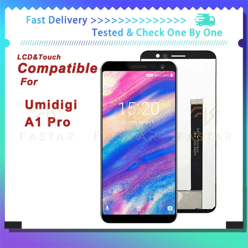 

A1 Pro 5,5 "протестированный для Umidigi A1 Pro ЖК-дисплей сенсорный дигитайзер в сборе Замена Ремонт экрана телефона Umidigi A1Pro LCD