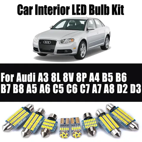 아우디 A3 8L 8V 8P A4 B5 B6 B7 B8 A5 A6 C5 C6 C7 A7 A8 D2 D3 차량용 캔버스 LED 실내등 키트 (지도등, 돔등, 트렁크등)