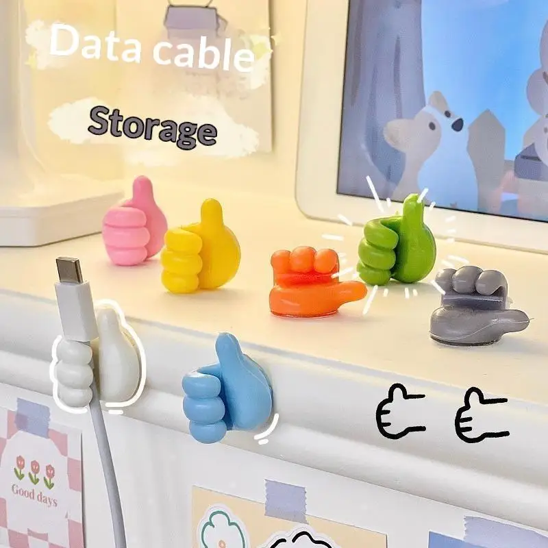 50Pcs Thumb Cable Organizer Hook Self Adhesive Cute Wire Holder Flexible Cord Fixer For Desktop Charging Cable Storage