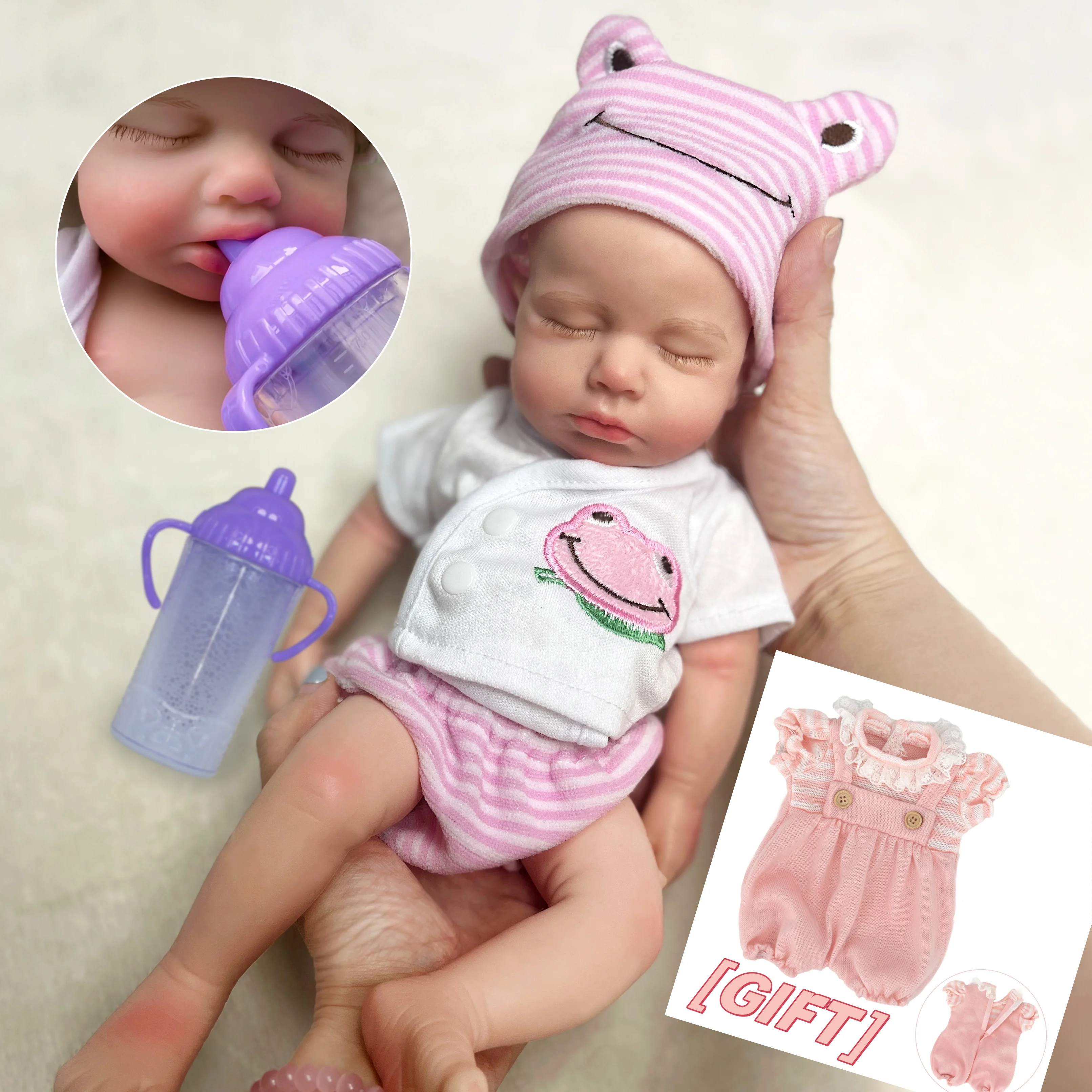 33CM Silicone Loulou Can Open Mouth Reborn Dolls Full Body Solid Silicone Boy&Girl Painted Realistic Bebe Reborn Dolls For Kid's