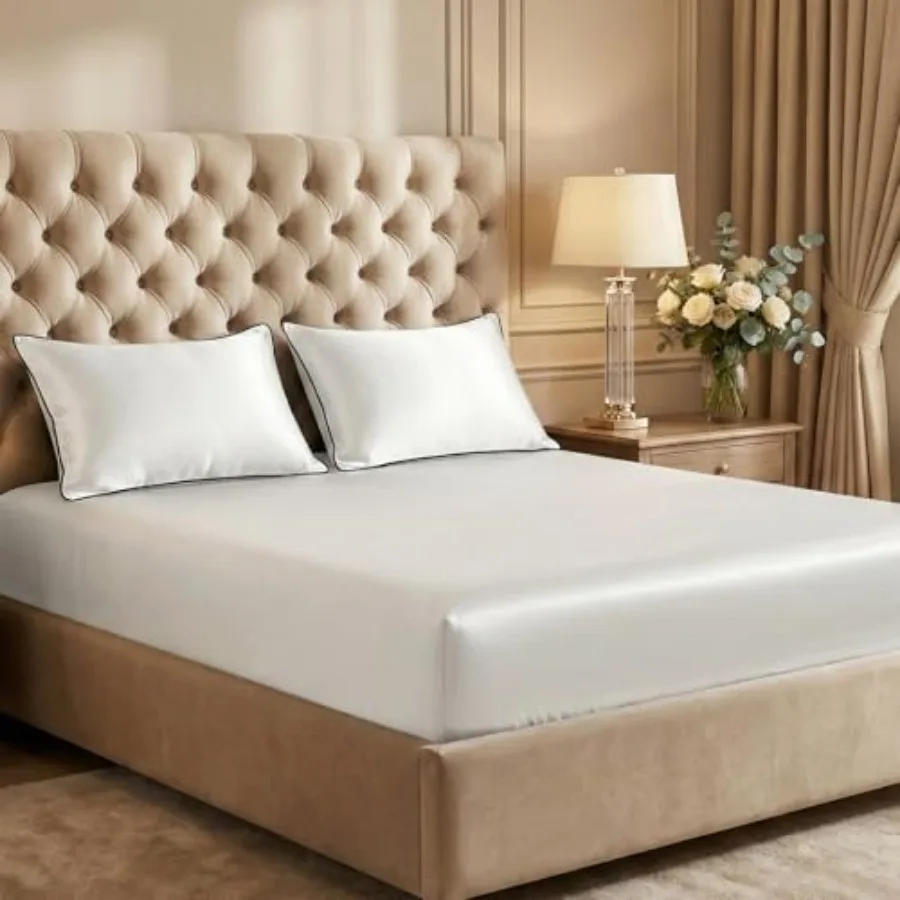 

3-Piece Satin Bedding Set, Satin Fitted Sheet with Pillowcases, Soft Comfort Hypoallergenic Breathable Bedding Set 1 Fitted She