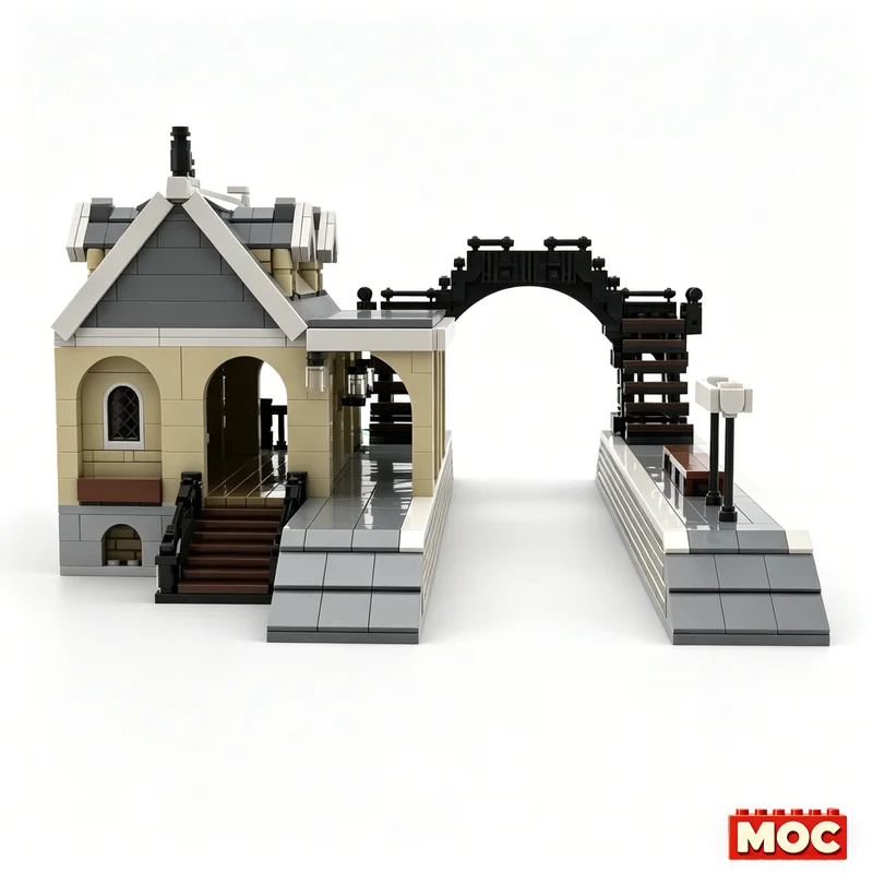 1429Pcs 2 Platform Train Station Custom Building Blocks Railway Station Scene Model Educational Assembly Toy For Collectors Gift