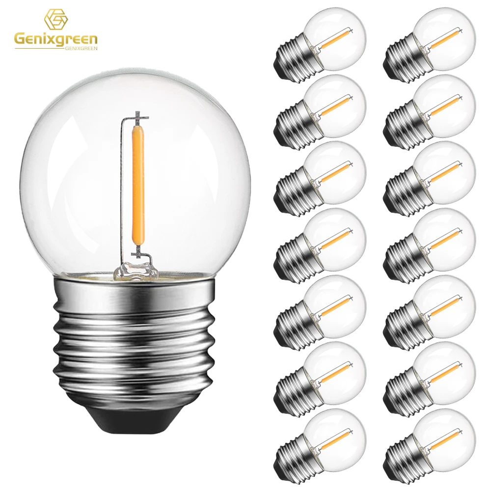 Genixgreen G40 Low Wattage Night Light Bulbs Dimmable E27 220V 2700K 1W Equal 10 Watt Incandescent Bulb For Bedroom Home Decor