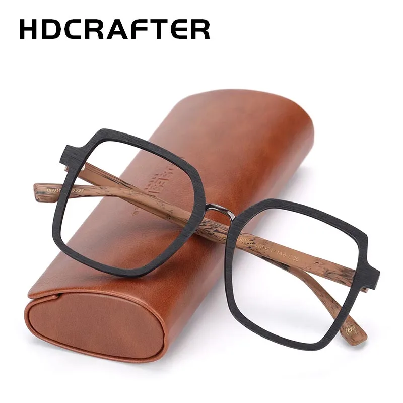

HD Polygon Oversized Glasses Frame Wood Women Men Myopia Optical Prescription Eyeglasses Frames Reading Glasses Frames