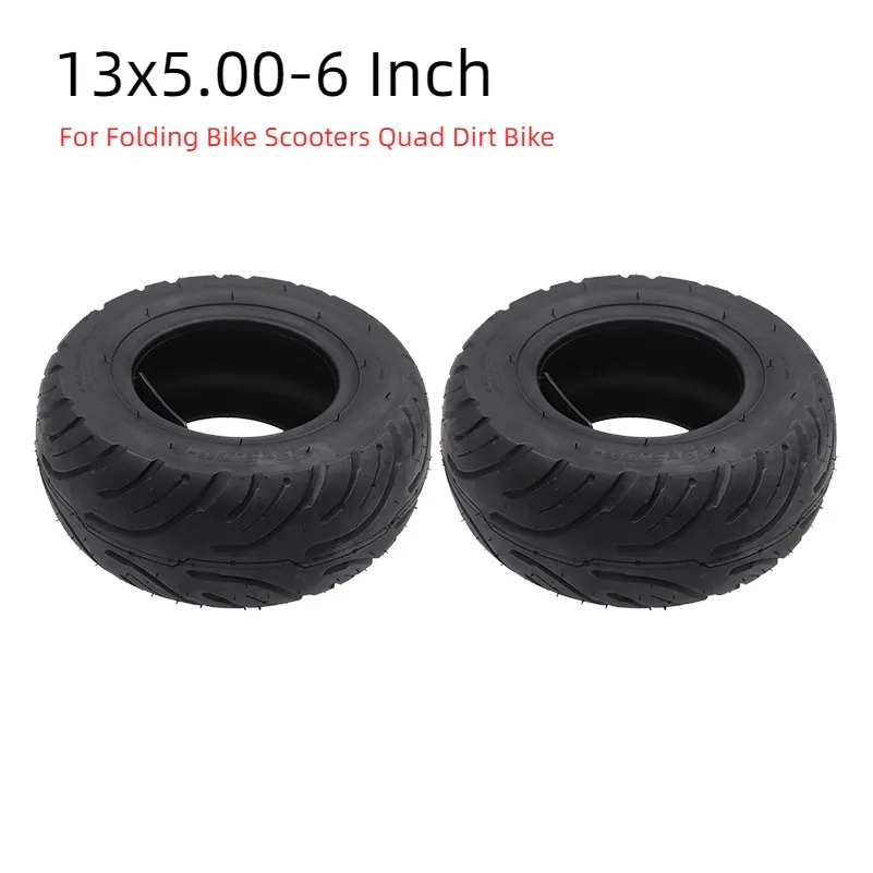 Black Rubber 13x5.00-6 Inch Rubber Tread Tire for Folding Bike Scooters Quad Dirt Bike Wheels Motorcycle Accessories