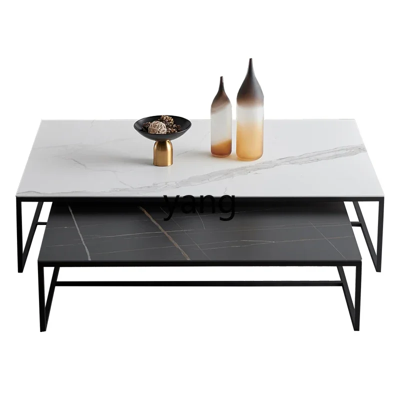 lmm Mugu rock slab coffee table TV cabinet combination modern simple creative high and low living room side table