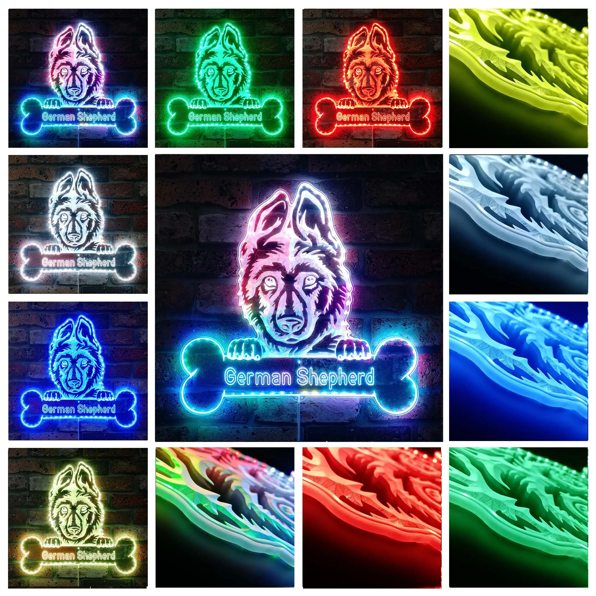 Name Personalize German Shepherd Glam Led Neon Sign st06-fnd-p0071-tm