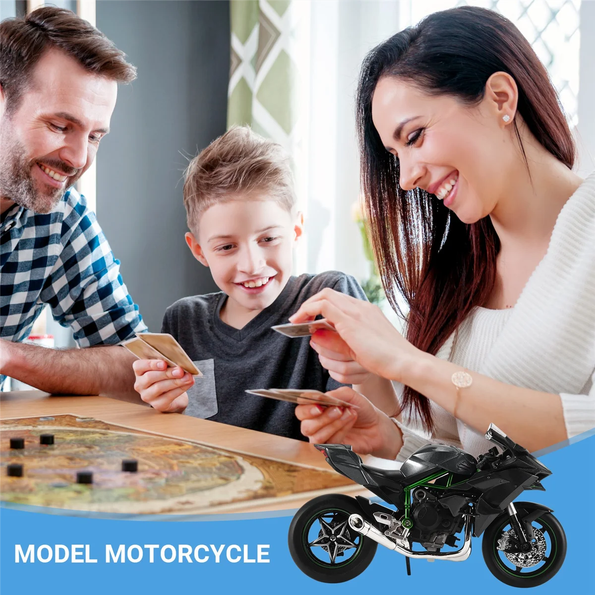 1:12 H2 R motocicleta modelo de liga fundida brinquedo preto H2R moto coleção destacável preto