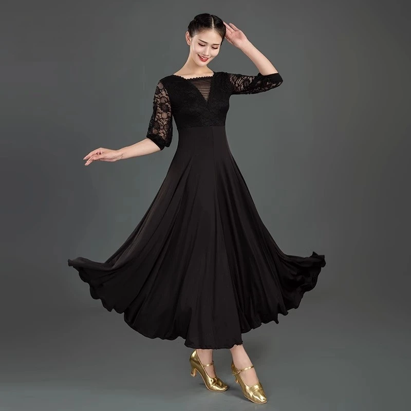 Modern Dance Skirt New National Standard Dance Social Dance Big Swing Dress Waltz Dance Competition Performance Dress 086