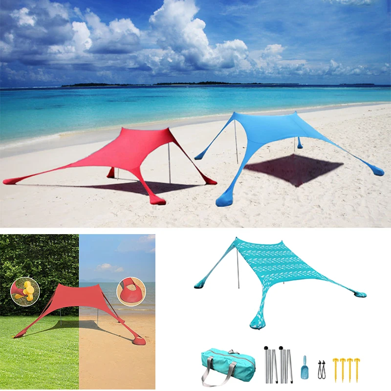 

210*170cm Beach Sunshade Lightweight Portable Sun Shade Tent With Sandbag Outdoor Lycra Grass Pergola Fishing Camping Tent