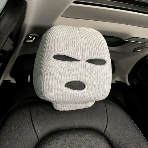 3 hole car seat headrest full face cover ski mask hat anti-dust protection car seat funny car headrest cover car accessories