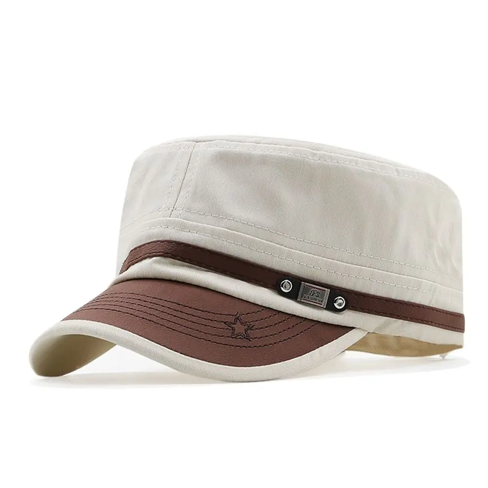 Sombrero Hombres Sombrero unisex Gorra de béisbol Algodón Cadete Sombrero Transpirable Pesca de combate Gorra plana ajustable