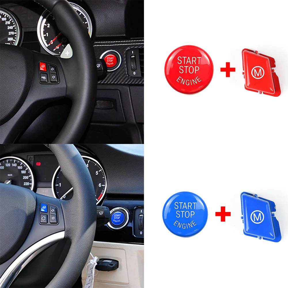 Car Steering Wheel M Alphabet Mode & START Stop Engine Button For BMW 3 Series E90 E92 E93 M3 2007-2013 Interior Replacement