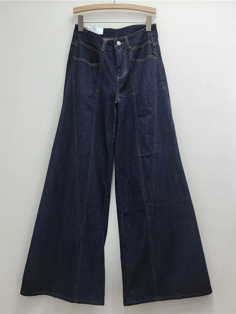 DEAT Moda Nuova Collezione Jeans a gamba larga a vita alta tinta unita da donna 2024 Pantaloni in denim dritti alla moda autunno femminile 33A2013