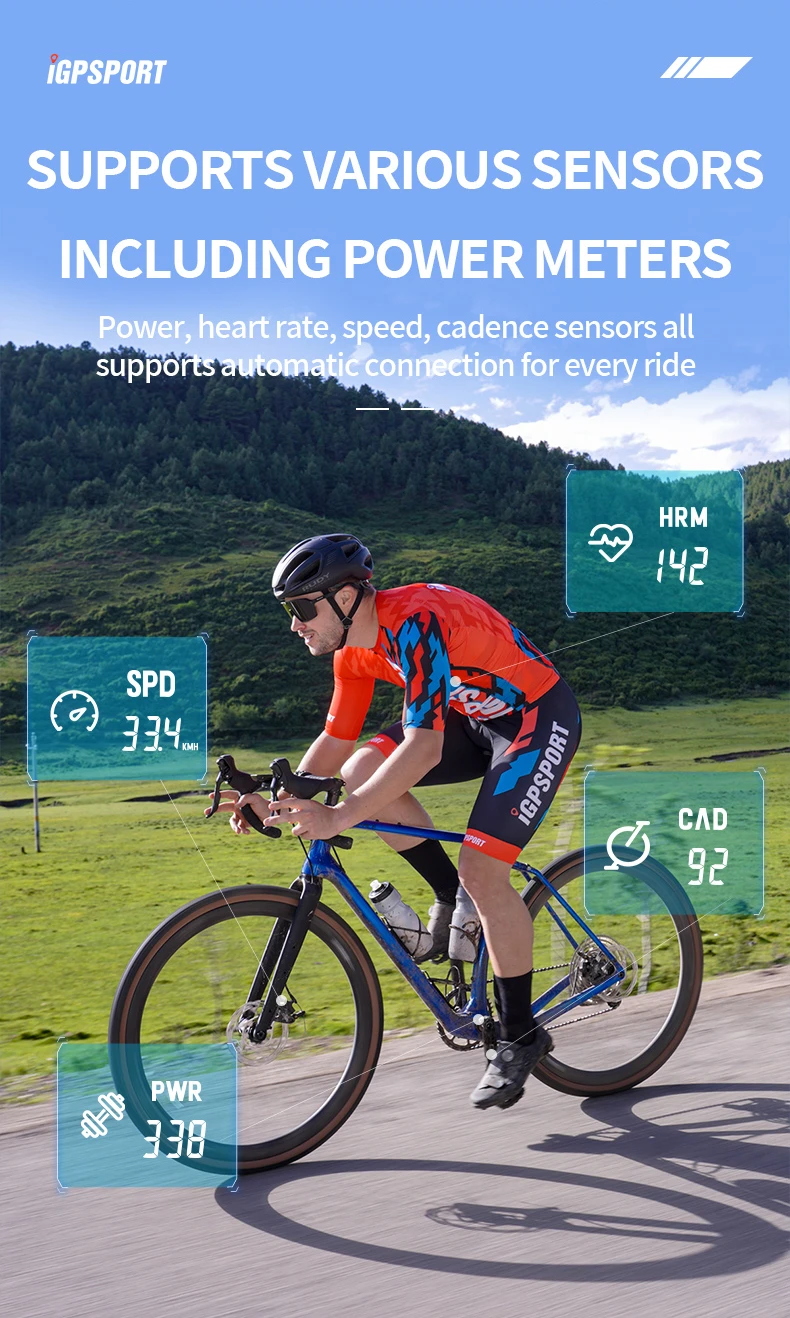 iGPSPORT BSC100S Bicycle Computer Cycling GPS Odometer Bike Speedomet Riding Cycling Waterproof Speedometer 2.6inch Large Screen