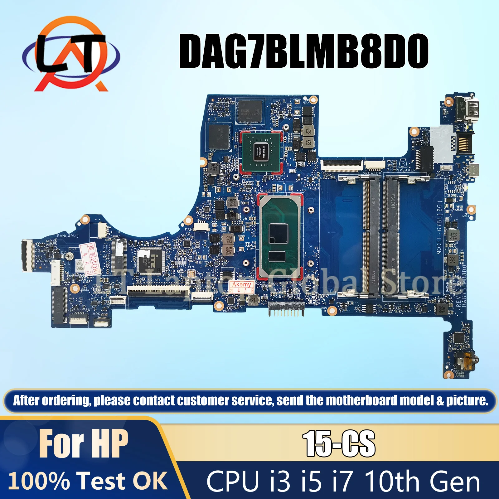 

Материнская плата DAG7BLMB8D0 для HP Pavilion 15-CS L67287-601 L67288-601 L76585-601, материнская плата для ноутбука I3 I5 I7 10-го поколения, графический процессор 2G