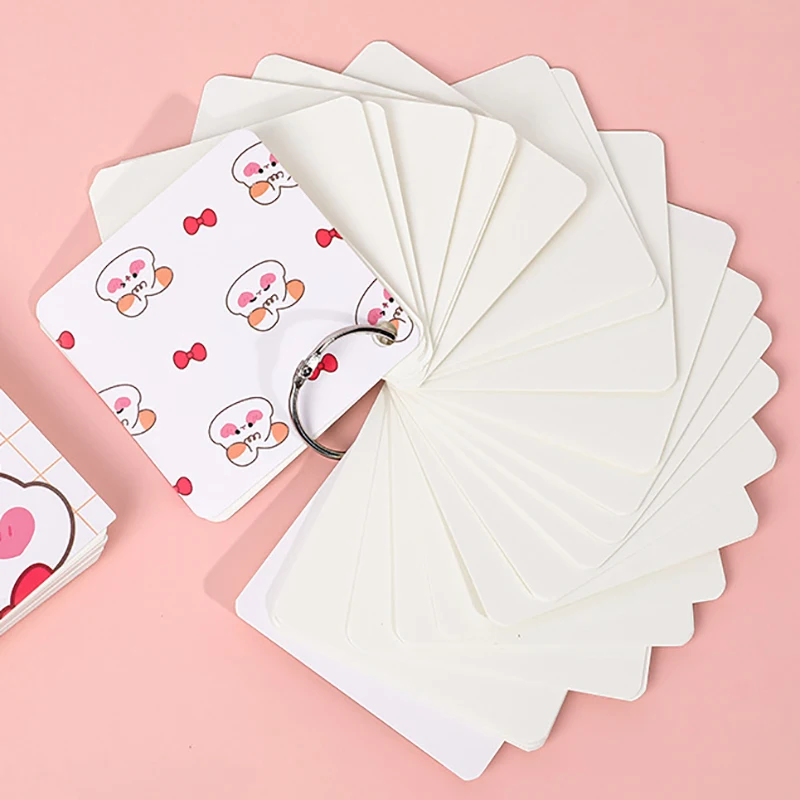 80 Sheets Blank Index Cards Binder Ring Flipping Mini Portable Notepad Diary Book  Exercise Book Notes Scrapbooking Gift