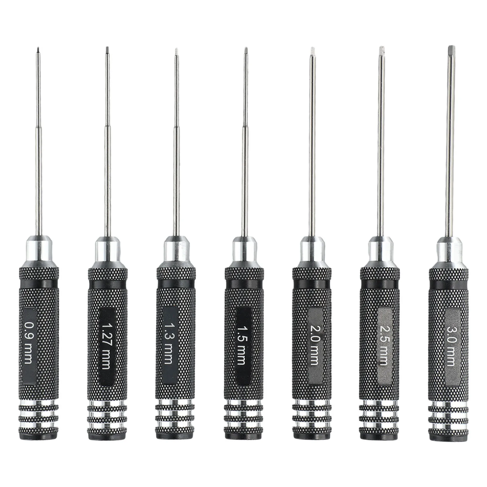 7pcs Hex Screwdrivers Set Hex Driver Wrench Screwdriver Aluminium Handle 0.9/1.27/1.3/1.5/ 2.0/2.5/3.0mm For RC Helicopter