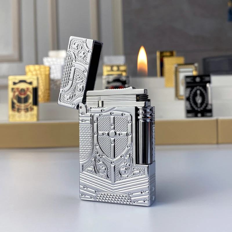 New commemorative edition single and double flame luxury lighter Ping Sound natural paint cigarette smoking butane lighter 18056