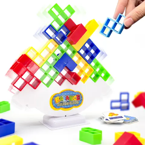 64PCS Building Blocks Bricks Toy Puzzle Block Balance Stacking Tetris Tower Tabletop Game For Party Family Gift For Adult & Kids