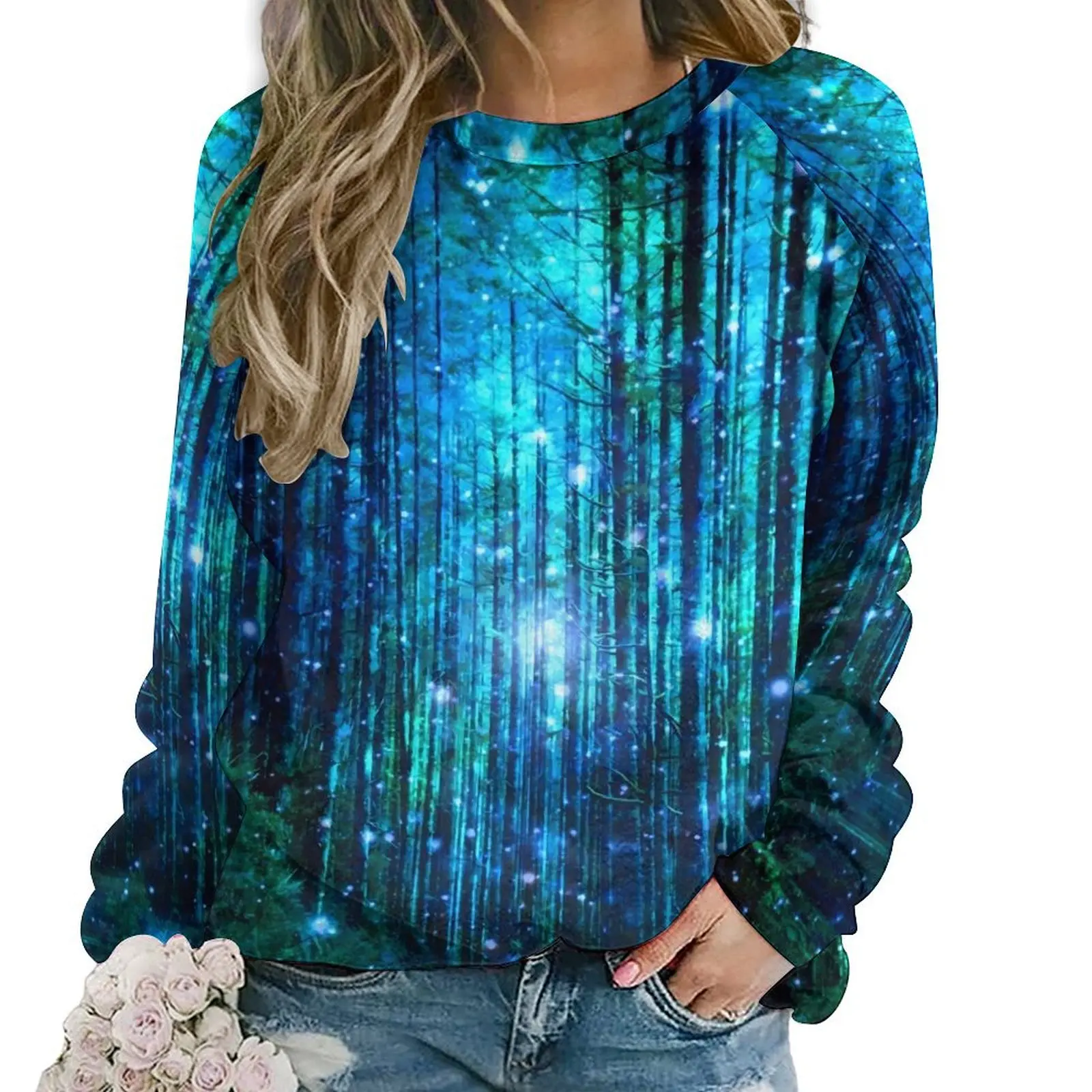 

Magical Forest Casual Hoodies Autumn Stars Print Kawaii Hoodie Long-Sleeve Oversize Street Fashion Custom Sweatshirts