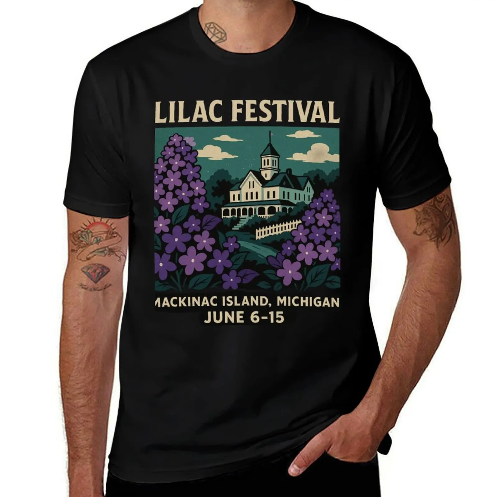 

Vintage Lilac Festival Mackinac Island Michigan T-Shirt vintage t shirts baggy shirts outfits for men
