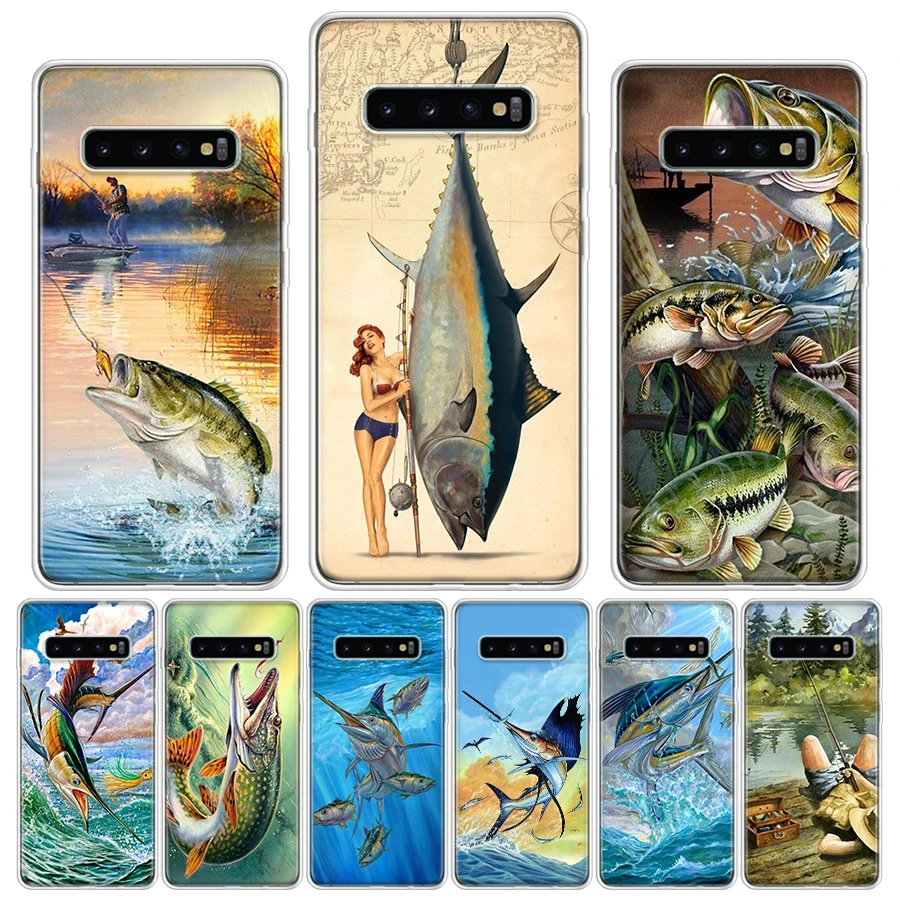 Offshore Angling Fishing Fish Rod Silicon Call Phone Case For Samsung Galaxy S23 S24 Ultra S21 S20 FE S22 S10 Plus S10E S9 S8 +