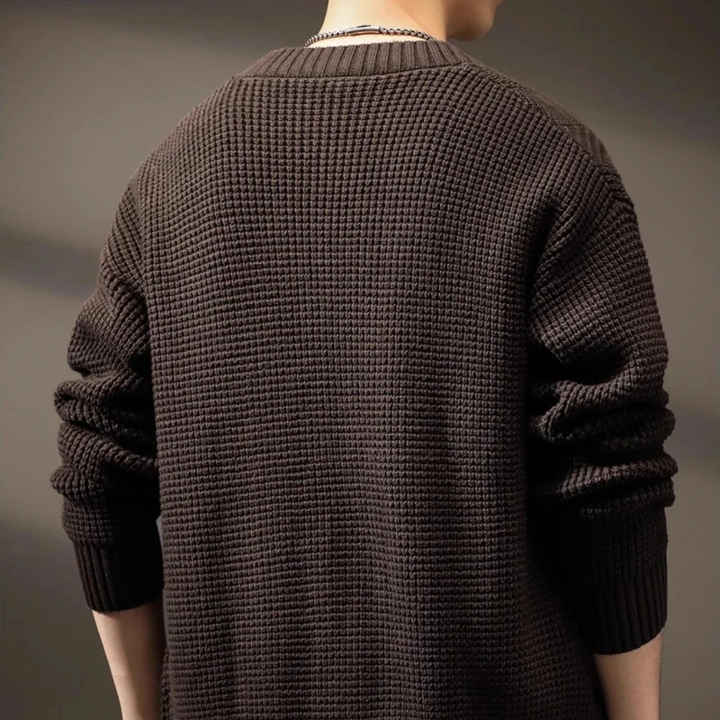 Coats Loose Fit Long Sleeve Sweater for Men Solid Color Knit Cardigan Man Korean Popular Clothes Woven Cashmere Knitwear Vintage