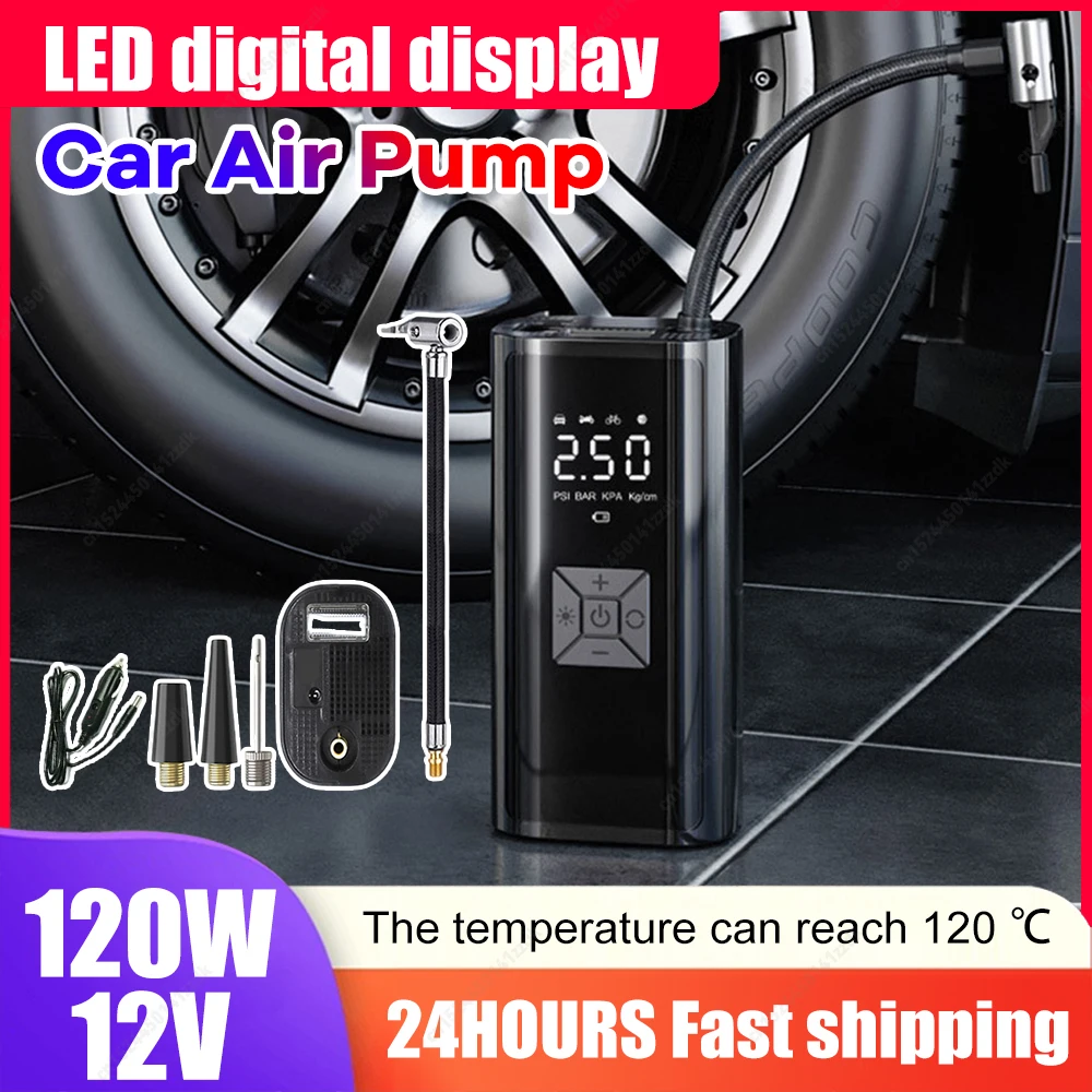 

Upgraded Vehicle Motorcycle Air Compressor Automatic Air Pump with Backlight Buttons LED Light Night Operation & Sunken Anti-Sca
